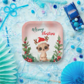 Schattigee Rode Vrolijk Kerstfeest Kashmir Kerstfe Papieren Bordje (Feest)