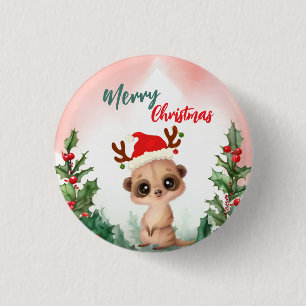 Schattigee Rode Vrolijk Kerstfeest Kashmir Kerstfe Ronde Button 3,2 Cm