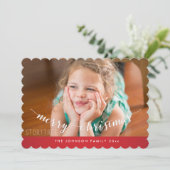 Schattigee rode vrolijke kerst Kaart (Staand voorkant)