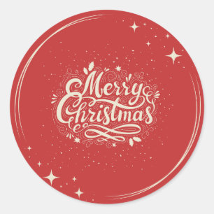 Schattigee rode vrolijke kerst ronde sticker