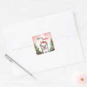 Schattigee Rode Vrolijke Kersthond Puppy Santa Xma Vierkante Sticker (Envelop)