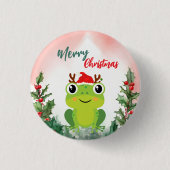 Schattigee Rode Vrolijke Kerstkikker Kerstfeest Ronde Button 3,2 Cm (Voorkant)