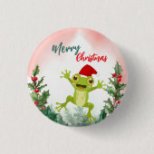 Schattigee Rode Vrolijke Kerstkikker Kerstfeest Ronde Button 3,2 Cm (Voorkant)