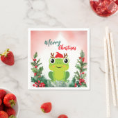 Schattigee Rode Vrolijke Kerstkikker Kerstfeest Servet (Insitu)