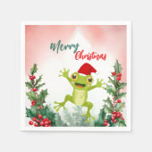 Schattigee Rode Vrolijke Kerstkikker Kerstfeest Servet (Voorkant)