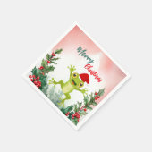 Schattigee Rode Vrolijke Kerstkikker Kerstfeest Servet (Hoek)