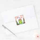 Schattigee Rode Vrolijke Kerstkikker Kerstfeest Vierkante Sticker (Envelop)