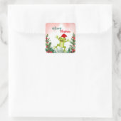 Schattigee Rode Vrolijke Kerstkikker Kerstfeest Vierkante Sticker (Tas)