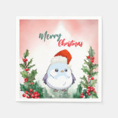 Schattigee Rode Vrolijke Kerstvogel Kerstfeest Servet (Voorkant)
