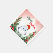 Schattigee Rode Vrolijke Kerstvogel Kerstfeest Servet (Hoek)