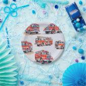 Schattigee Rode Waterverf Firetruck Engine Papieren Bordje (Feest)