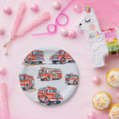 Schattigee Rode Waterverf Firetruck Engine Papieren Bordje (Feest)