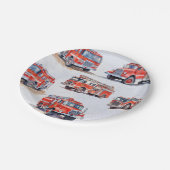 Schattigee Rode Waterverf Firetruck Engine Papieren Bordje (Gekanteld)