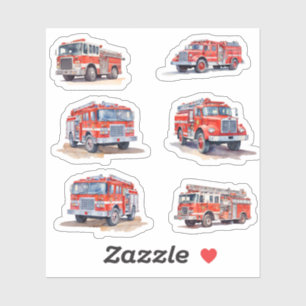Schattigee Rode Waterverf Firetruck Motor pack Sticker