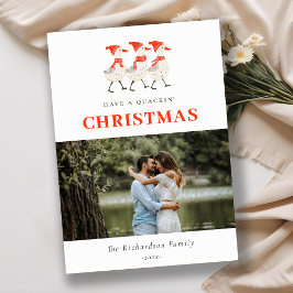 Schattigee Rode Winter Knetterende Kerst Eenden Fo Feestdagenkaart