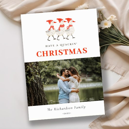 Schattigee Rode Winter Knetterende Kerst Eenden Fo Feestdagenkaart