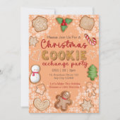 Schattigee Rode Wit Bruine Kerst Cookie Exchange Kaart (Voorkant)