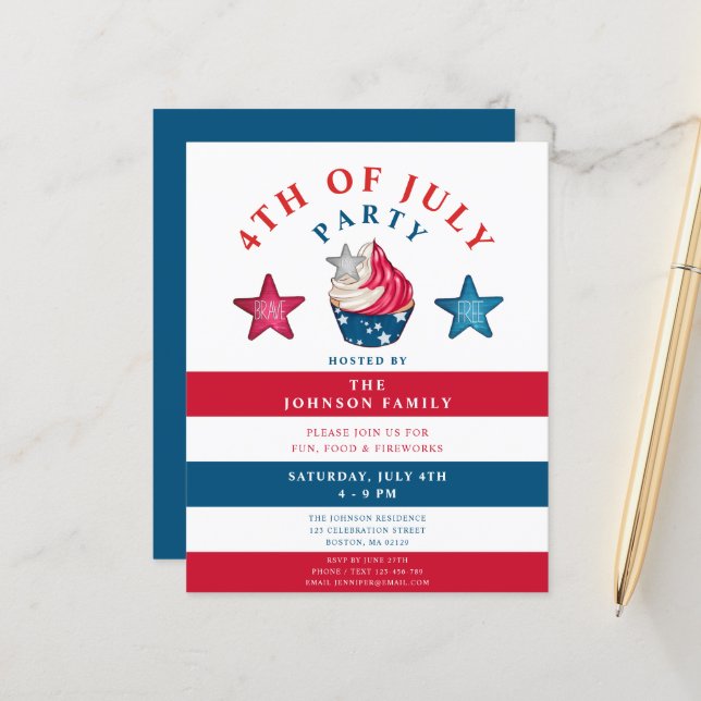 Schattigee rode witte en blauwe sterren 4 juli (Voorkant / Achterkant in situ)