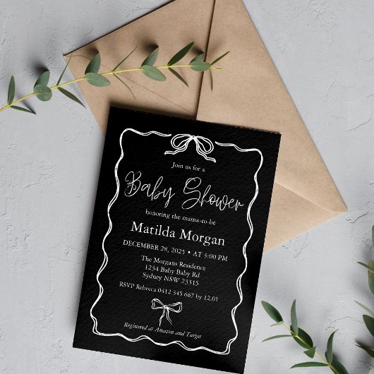 Schattigee Rode Zwarte Boog Baby shower Kaart