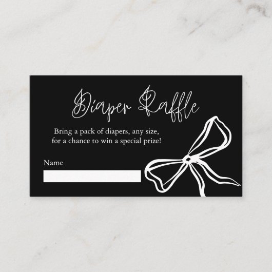 Schattigee Rode Zwarte Boog Luier Raffle Informatiekaartje (Voorkant)