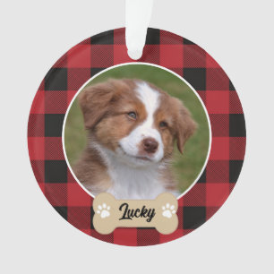Schattigee Rode Zwarte Buffel Plaid Custom Dog Fot Ornament