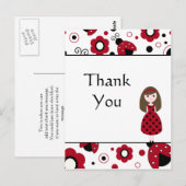 Schattigee rode zwarte dame bugs dank u briefkaart (Voorkant / Achterkant)