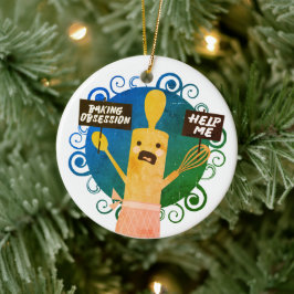 Schattigee Rolling Pin Baking Obsession Help Kerst Keramisch Ornament