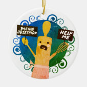 Schattigee Rolling Pin Baking Obsession Help Kerst Keramisch Ornament (Voorkant)