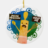 Schattigee Rolling Pin Baking Obsession Help Kerst Keramisch Ornament (Achterkant)