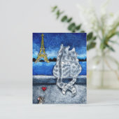 Schattigee romance Paris Cats Mouse hart briefkaar Briefkaart (Staand voorkant)