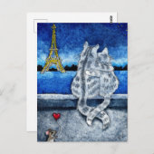 Schattigee romance Paris Cats Mouse hart briefkaar Briefkaart (Voorkant / Achterkant)