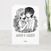 Schattigee romantische anime paar Valentijnsdag Kaart (Achterkant)