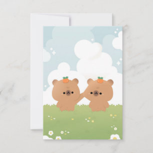 Schattigee romantische Capybara Bedankkaart