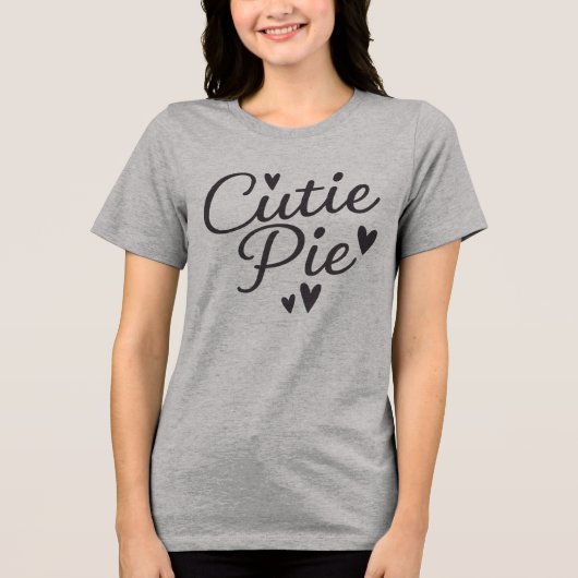 Schattigee romantische "Cutie Pie" Typography Desi Tri-Blend Shirt (Voorkant)