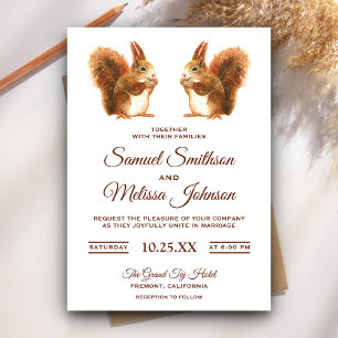 Schattigee romantische eekhoorns bruiloft uitnodig kaart