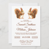 Schattigee romantische eekhoorns bruiloft uitnodig kaart (Voorkant)