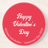 Schattigee Romantische Happy Valentine's Day Red C Zandsteen Onderzetter (Voorkant)