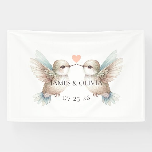 Schattigee Romantische Hummingbird Wedding Banner (Horizontaal)