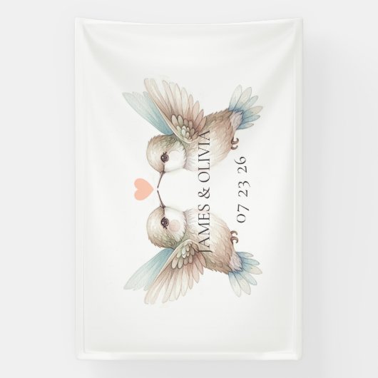 Schattigee Romantische Hummingbird Wedding Banner (Verticaal)