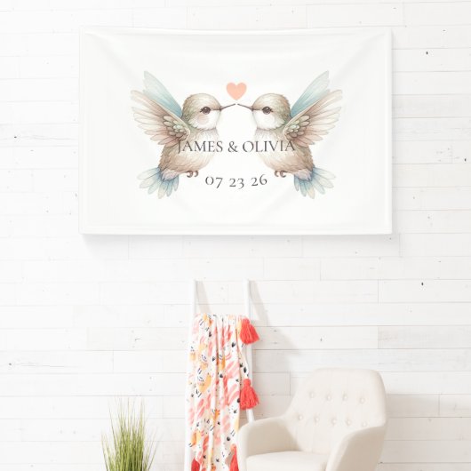 Schattigee Romantische Hummingbird Wedding Banner (Insitu)