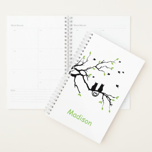 Schattigee Romantische Katten Eenvoudig Modern Cus Planner (Display)