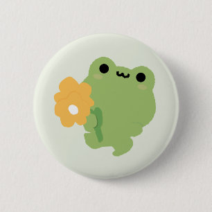 Schattigee romantische kikker ronde button 5,7 cm
