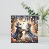 Schattigee romantische muis paar liefde gedicht Va Feestdagenkaart (Staand voorkant)