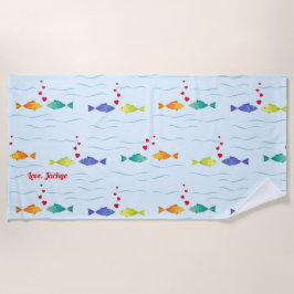 Schattigee romantische oceaanvis in liefde strandlaken