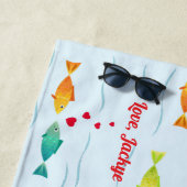 Schattigee romantische oceaanvis in liefde strandlaken (In situ)