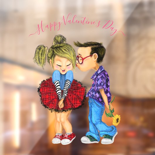 Schattigee Romantische Paar Valentijnsdag Window C Raamsticker (Vel 2)