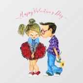 Schattigee Romantische Paar Valentijnsdag Window C Raamsticker (Vel)