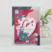 Schattigee Romantische Rode Rozen Valentijnsdag ka Feestdagenkaart (Staand voorkant)