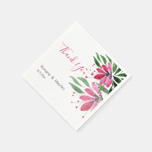 Schattigee Romantische Roze Lotus Waterverf Kunst Servet (Hoek)