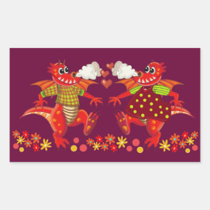 Schattigee romantische sticker met dagons in liefd